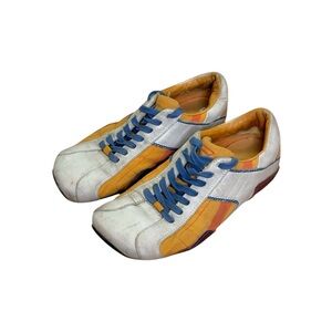Vintage Diesel White Orange Canvass Leather Sneakers